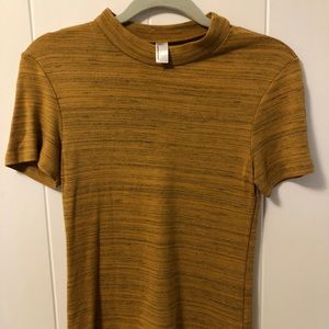 AMERICAN APPAREL Ponte Mock Neck Top Mustard